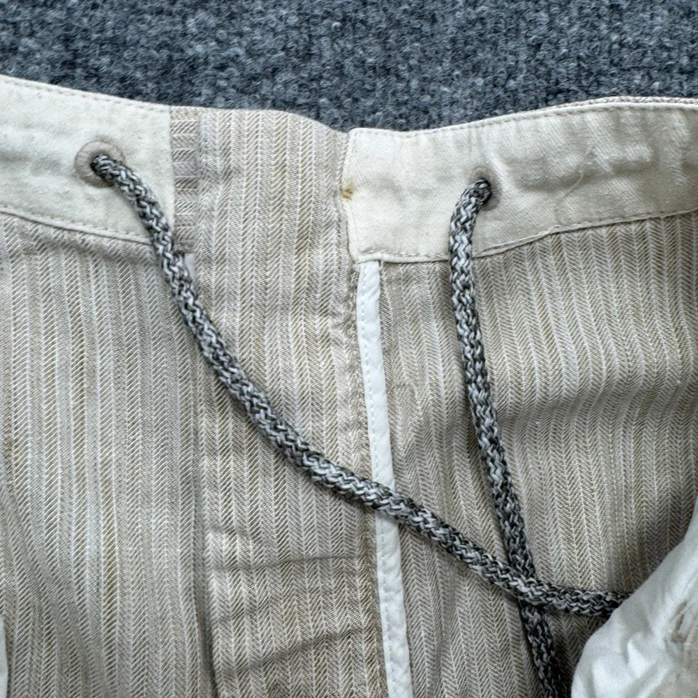Tommy Bahama Shorts Mens XXL Beige Linen Blend Herringbone Stripe Casual Beach